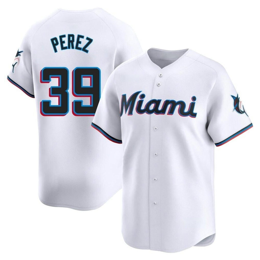 Miami Marlins #39 Eury Perez Player White HOLBERT Home Limited Stitched Jerseys