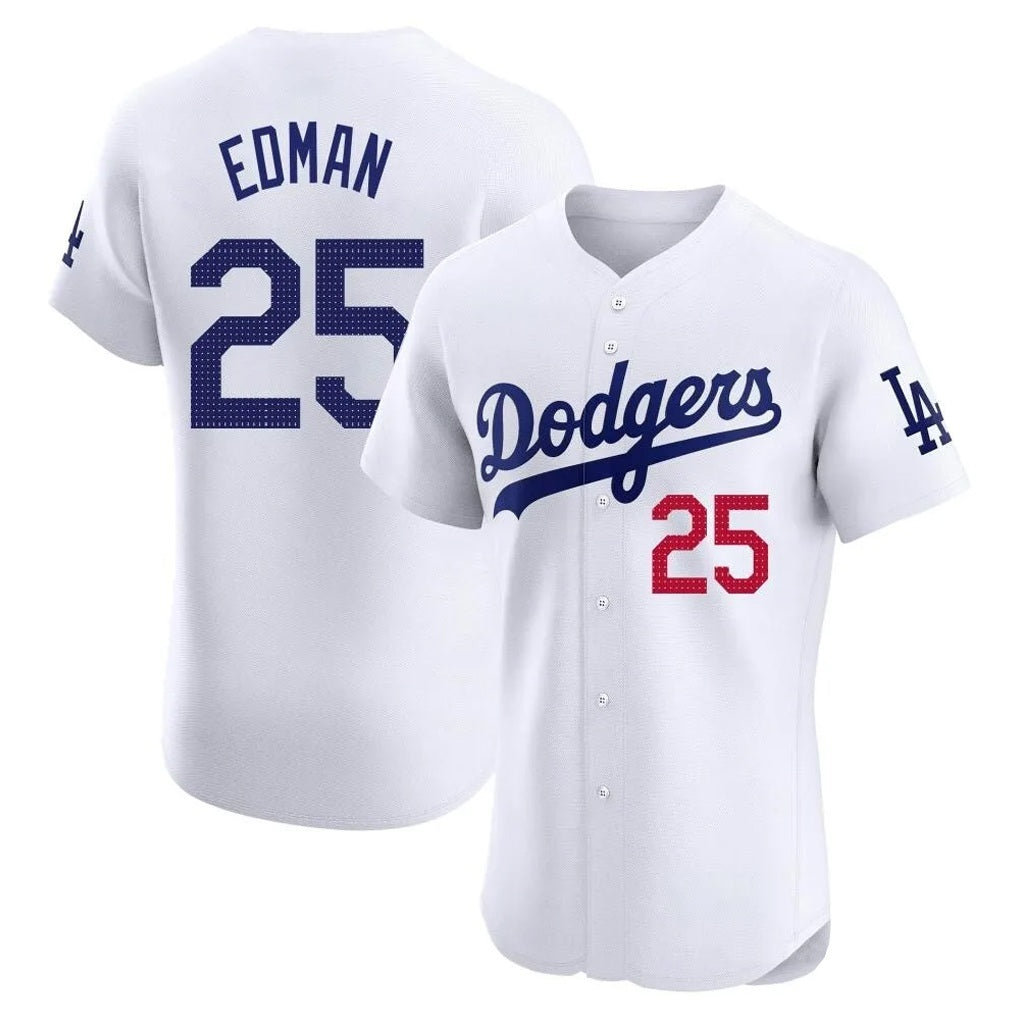 Los Angeles Dodgers #25 Tommy Edman Player Gold White HOLBERT Limited Elite Home Stitched Jerseys