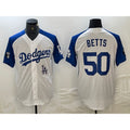 Los Angeles Dodgers #50 Mookie Betts White HOLBERT Blue Fashion Stitched Cool Base Limited Jersey 2