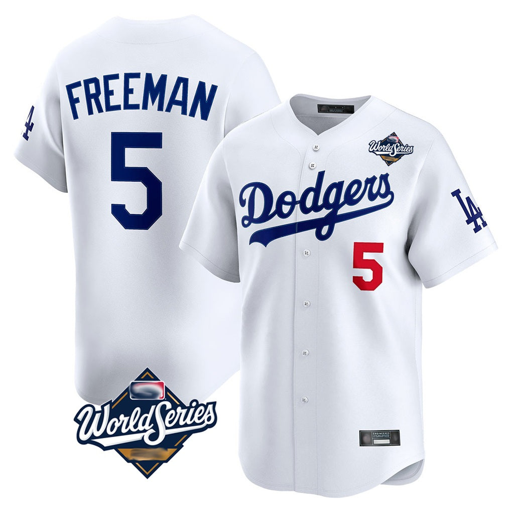 Los Angeles Dodgers #5 Freddie Freeman Player White HOLBERT World Series Limited Home Stitched Jerseys