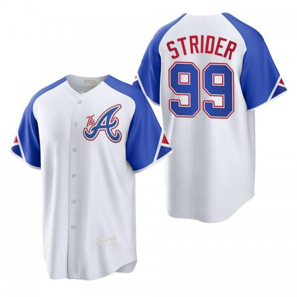 Atlanta Braves #99 Spencer Strider White HOLBERT 2023 City Connect Cool Base Stitched Jersey