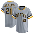 Pittsburgh Pirates #21 Roberto Clemente Gray HOLBERT Throwback Cooperstown Collection Limited Jersey