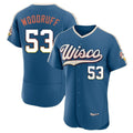 Milwaukee Brewers #53 Brandon Woodruff Player Blue HOLBERT 2026 City Connect Home Limited Elite Stitched Jerseys