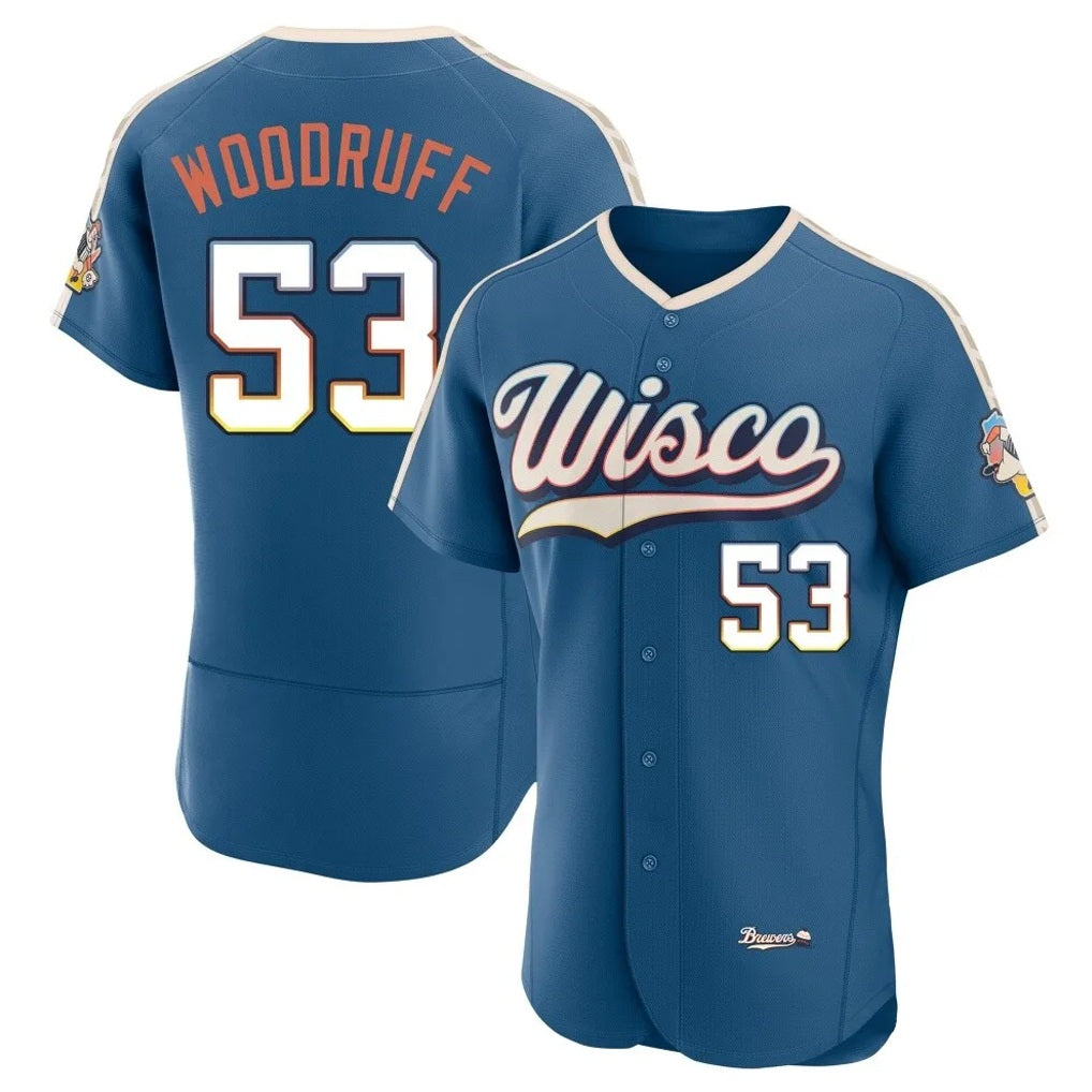 Milwaukee Brewers #53 Brandon Woodruff Player Blue HOLBERT 2026 City Connect Home Limited Elite Stitched Jerseys