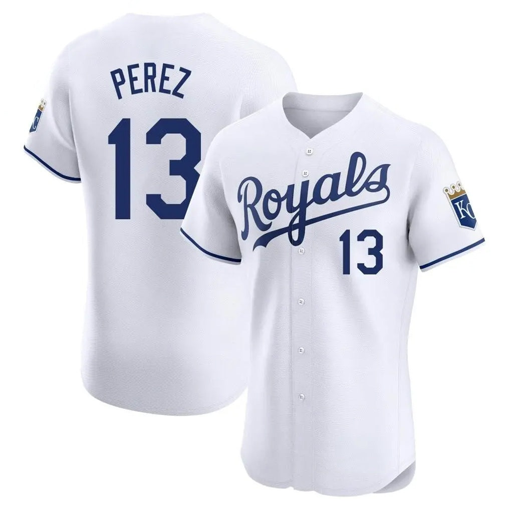 Kansas City Royals #13 Salvador Perez Player White HOLBERT Alt Limited Elite Home Stitched Jerseys