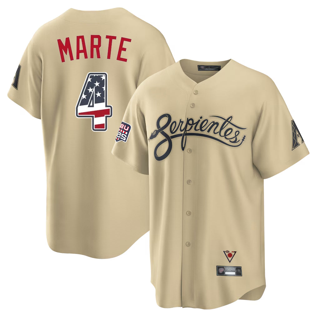 Arizona Diamondbacks #4 Ketel Marte Player Tan HOLBERT USA 250 Fourth of July Home Game Stitched Jerseys