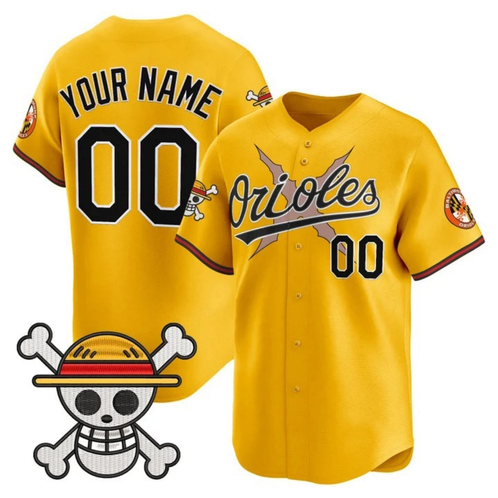 Custom Baltimore Orioles x One Piece Gold HOLBERT Vapor Premier Limited Jersey - Stitched