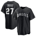 Los Angeles Angels #27 Mike Trout Black HOLBERT Lights Out Limited Stitched Jersey