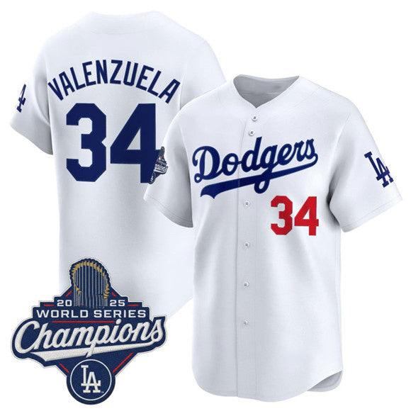 Los Angeles Dodgers #34 Fernando Valenzuela White HOLBERT 2025 Champions Stitched Jersey