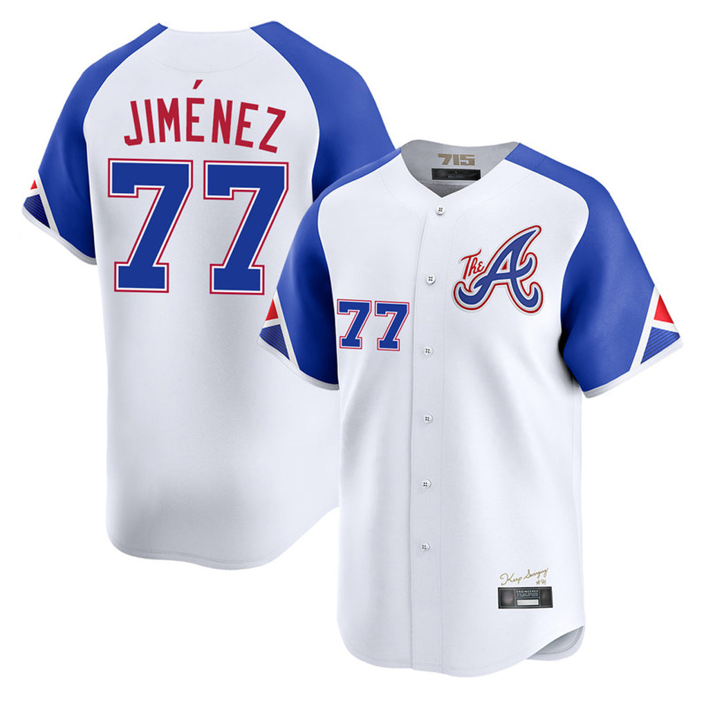 Atlanta Braves #77 Joe Jimenez Player White HOLBERT City Connect Limited Home Game Stitched Jerseys