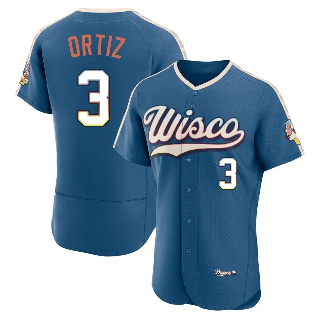 Milwaukee Brewers #3 Joey Ortiz Player Blue HOLBERT 2026 City Connect Home Limited Elite Stitched Jerseys
