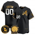 Custom Atlanta Braves Hank Aaron 715th Home Run Patch Vapor Premier Limited Jersey V2 ¨C All Stitched-Black HOLBERT