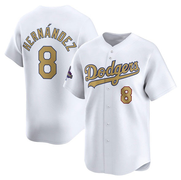 Los Angeles Dodgers #8 Enrique Hernandez White HOLBERT 2025 Gold Collection Limited Stitched Jersey