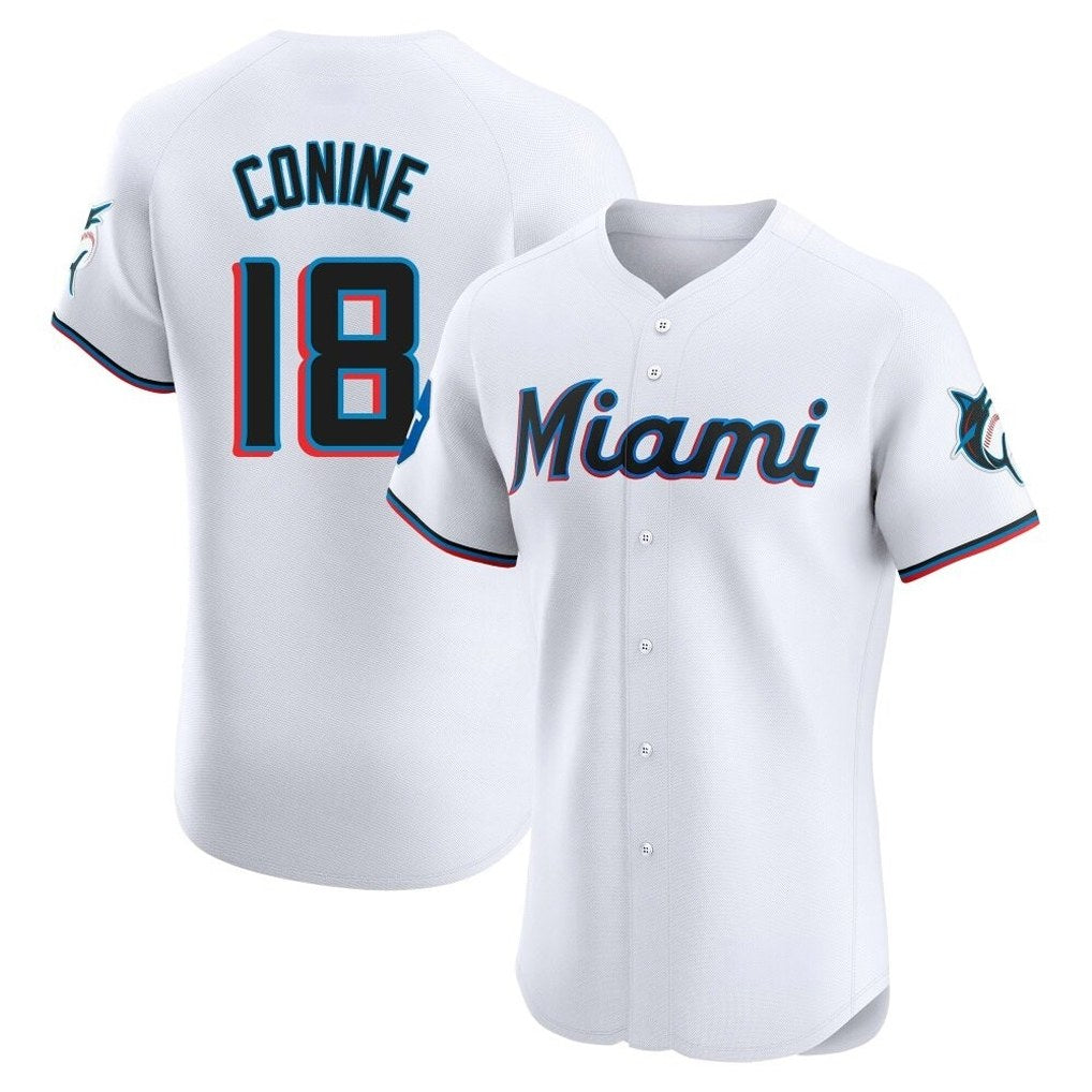 Miami Marlins #18 Griffin Conine Player White HOLBERT Home Limited Elite Stitched Jerseys