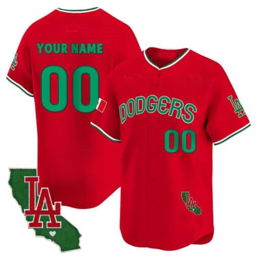 Custom Los Angeles Dodgers Mexico California Patch Vapor Premier Limited Jersey V3 ¨C Red HOLBERT