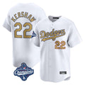 Los Angeles Dodgers #22 Clayton Kershaw Player White Gold HOLBERT World Series Meet Collection Limited Home Stitched Jerseys