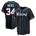 Miami Marlins #34 Liam Hicks Player Black HOLBERT Fashion Out Home Game Stitched Jerseys