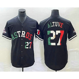 Houston Astros #27 Jose Altuve Number Mexico Black HOLBERT Cool Base Stitched Jersey
