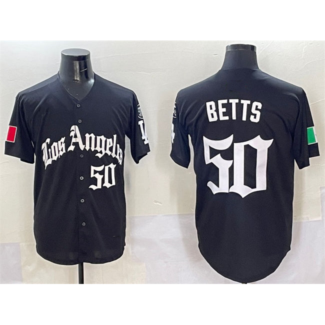 Los Angeles Dodgers #50 Mookie Betts Black HOLBERT Mexico 2025 LA Gothic Style With Fernando Patch Vapor Premier Limited Stitched Jersey