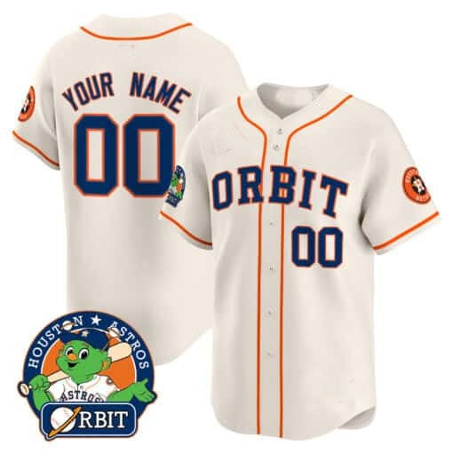 Custom Houston Astros Orbit Patch Vapor Premier Limited Jersey ¨C Cream HOLBERT