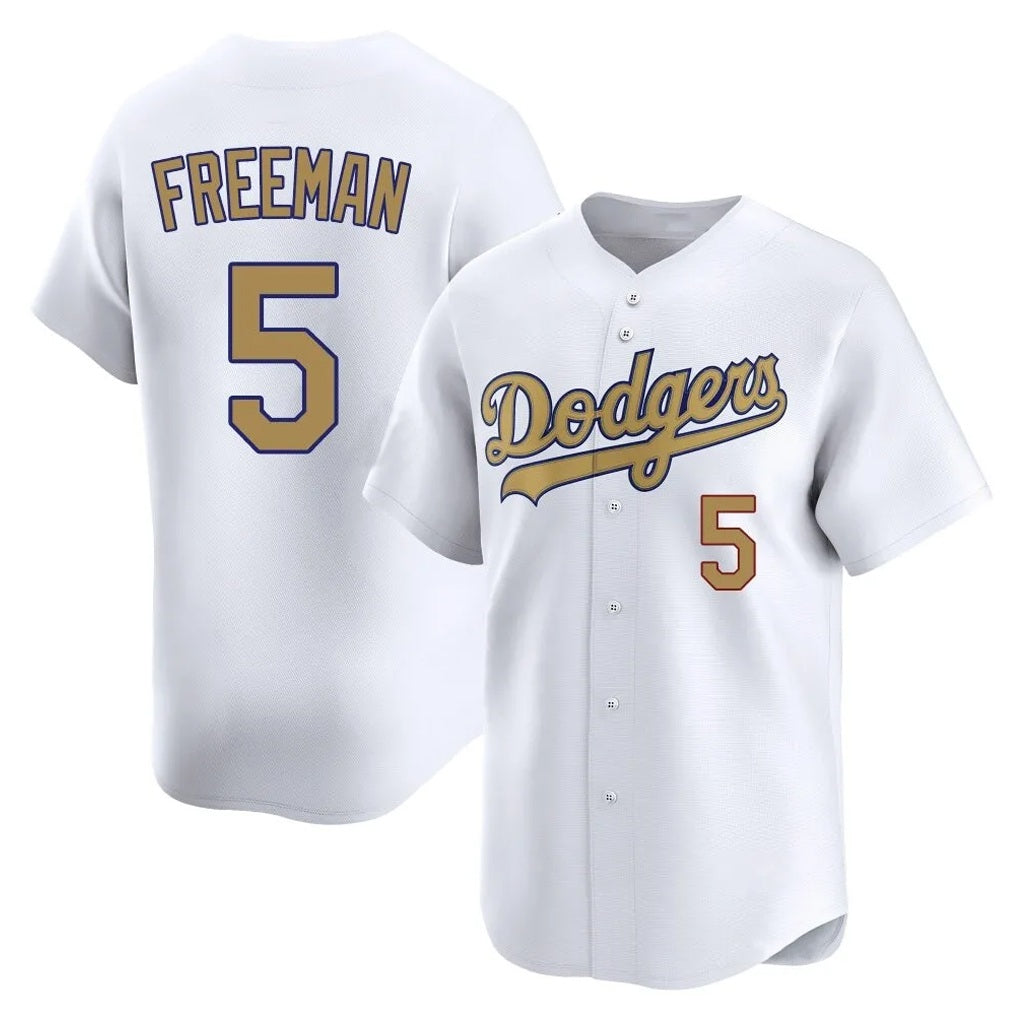 Los Angeles Dodgers #5 Freddie Freeman Player Gold HOLBERT Collection Limited Home Stitched Jerseys