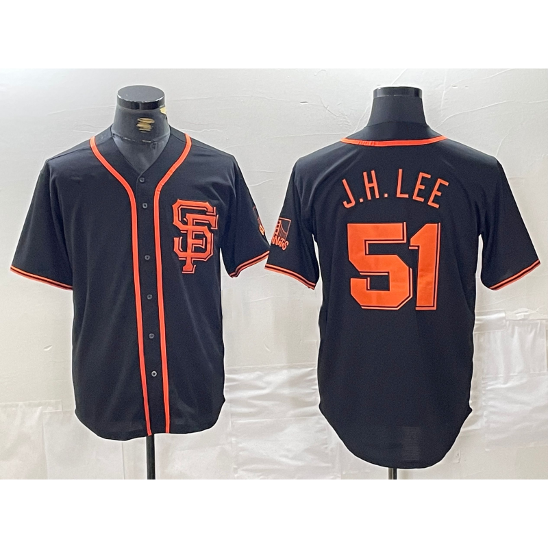 San Francisco Giants #51 Jung Hoo Lee Black HOLBERT With SF Stitched Cool Base Jersey