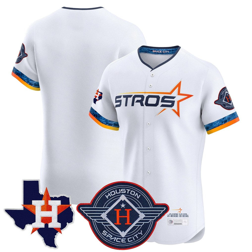 Houston Astros Blank Player White HOLBERT City Connect Texas Patch Vapor Premier Limited Elite Home Stitched Jerseys