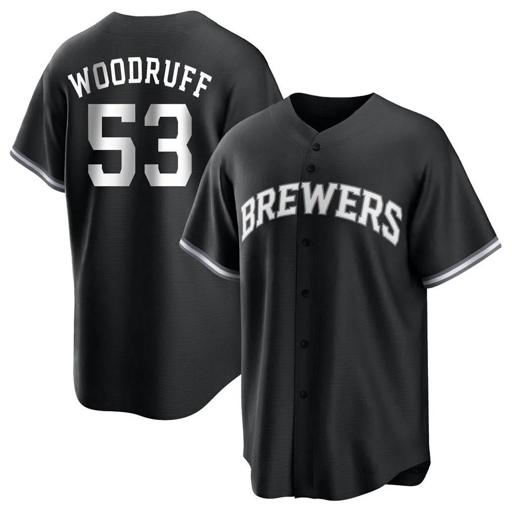 Milwaukee Brewers #53 Brandon Woodruff Player Black HOLBERT Game Home Stitched Jerseys