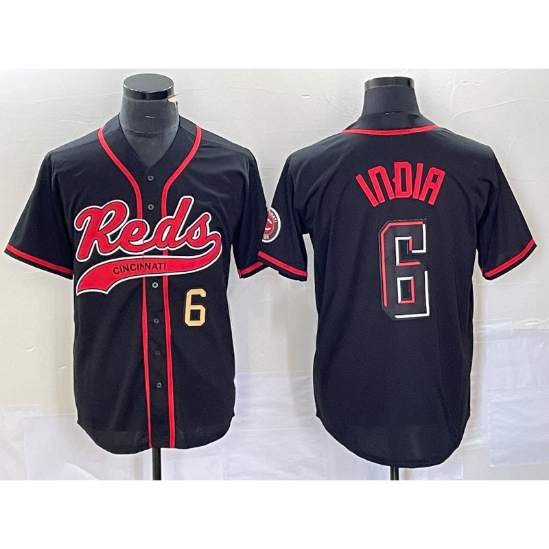 Cincinnati Reds #6 Jonathan India Number Black HOLBERT 2023 City Connect With Patch Stitched Jersey