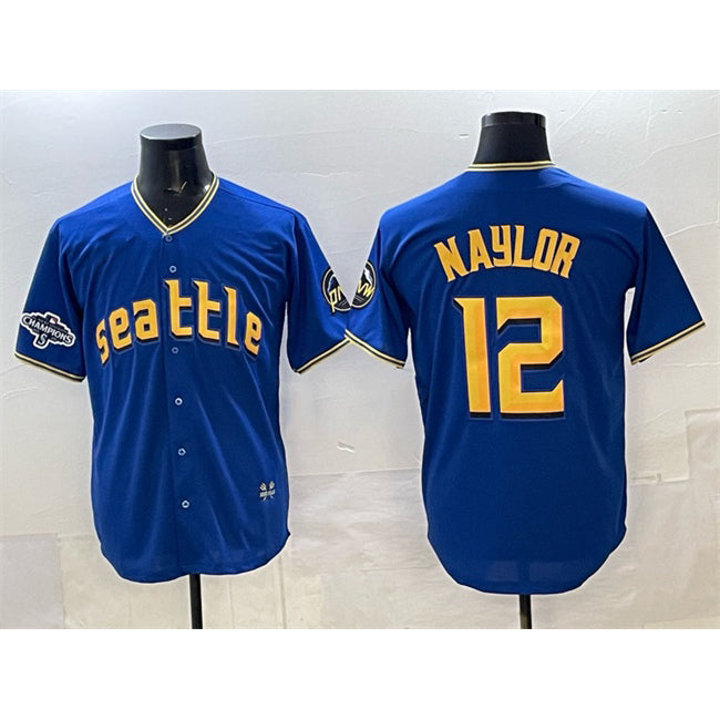 Seattle Mariners #12 Josh Naylor Royal HOLBERT With 2025 AL West Division Champions Patch Limited Stitched jersey