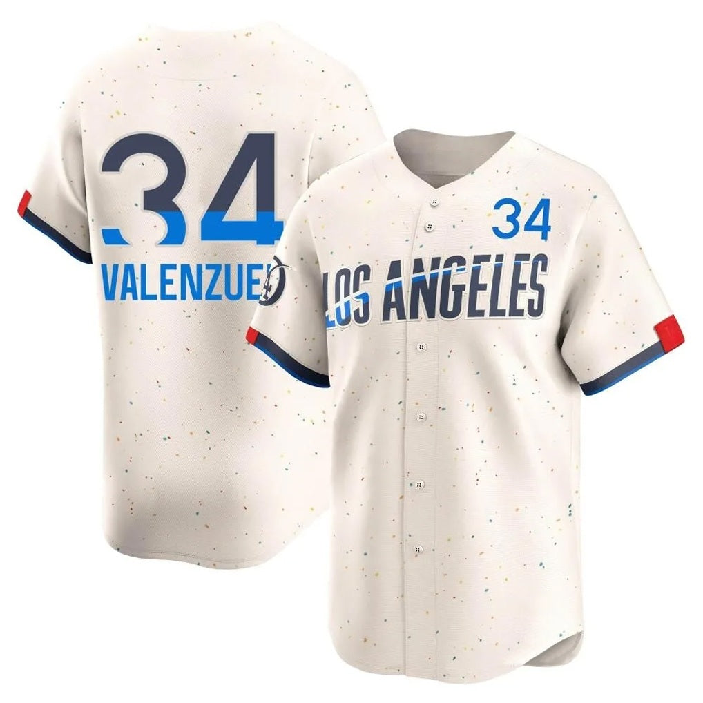 Los Angeles Dodgers #34 Fernando Valenzuela Player Cream HOLBERT City Connect Limited Home Stitched Jerseys