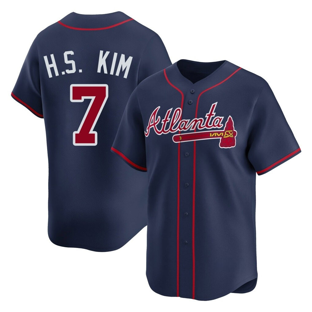 Atlanta Braves #7 Ha-Seong Kim Player Navy HOLBERT Limited Home Game Stitched Jerseys