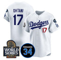 Los Angeles Dodgers #17 Shohei Ohtani White HOLBERT 2024 World Series With Fernando Memorial Patch Limited Stitched Jersey