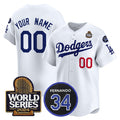 Custom Los Angeles Dodgers ACTIVE PLAYER White HOLBERT 2024 World Series With Fernando Memorial Patch Limited Stitched Jersey