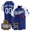 Custom Los Angeles Dodgers ACTIVE PLAYER Royal White HOLBERT 2024 World Series With Fernando Memorial Patch Limited Stitched Jersey