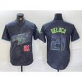Tampa Bay Rays #21 Jonny DeLuca Number Charcoal HOLBERT 2024 City Connect Limited Stitched Jerseys 2