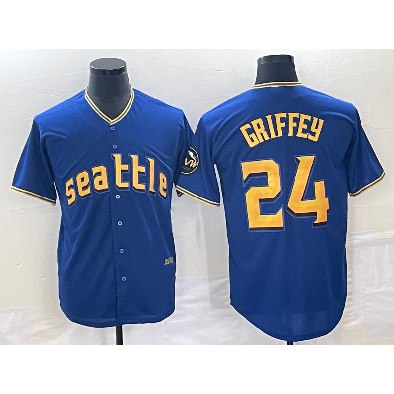 Seattle Mariners #24 Ken Griffey Blue HOLBERT 2023 City Connect Cool Base Stitched Jersey