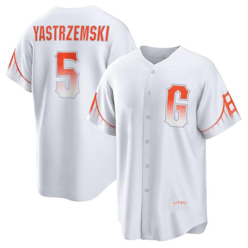 San Francisco Giants #5 Mike Yastrzemski White HOLBERT 2021 City Connect Cool Base Jersey