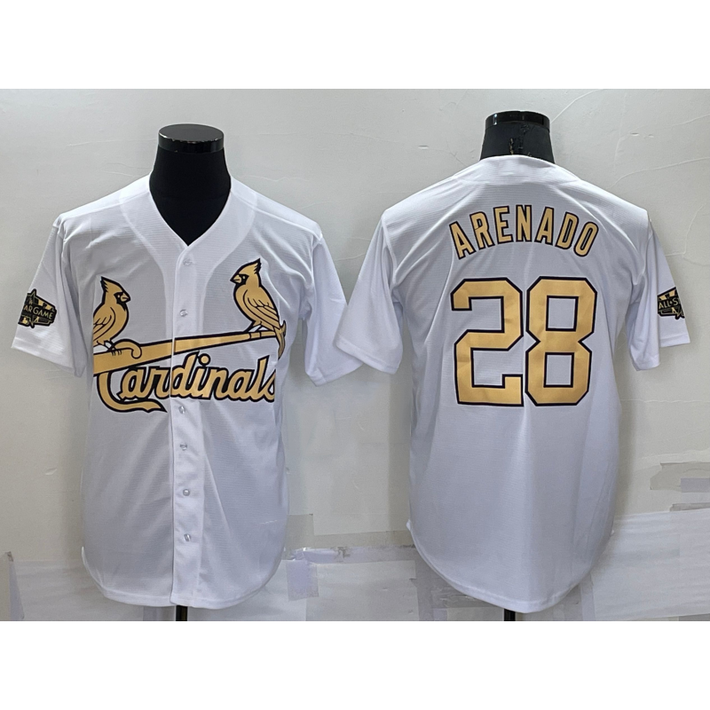 St. Louis Cardinals #28 Nolan Arenado White HOLBERT 2022 All Star Stitched Cool Base Jersey