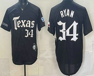 Texas Rangers #34 Nolan Ryan Black HOLBERT Gothic Mexico 2025 Vapor Premier Limited Jersey