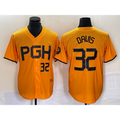 Pittsburgh Pirates #32 Henry Davis Number Yellow HOLBERT 2023 City Connect Stitched Jersey