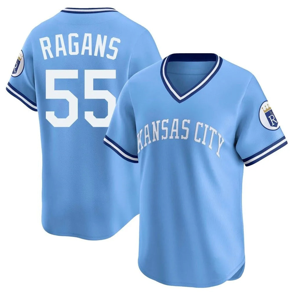 Kansas City Royals #55 Cole Ragans Player Light Blue HOLBERT Limited Throwback Cooperstown Collection T-shirt Stitched Jerseys