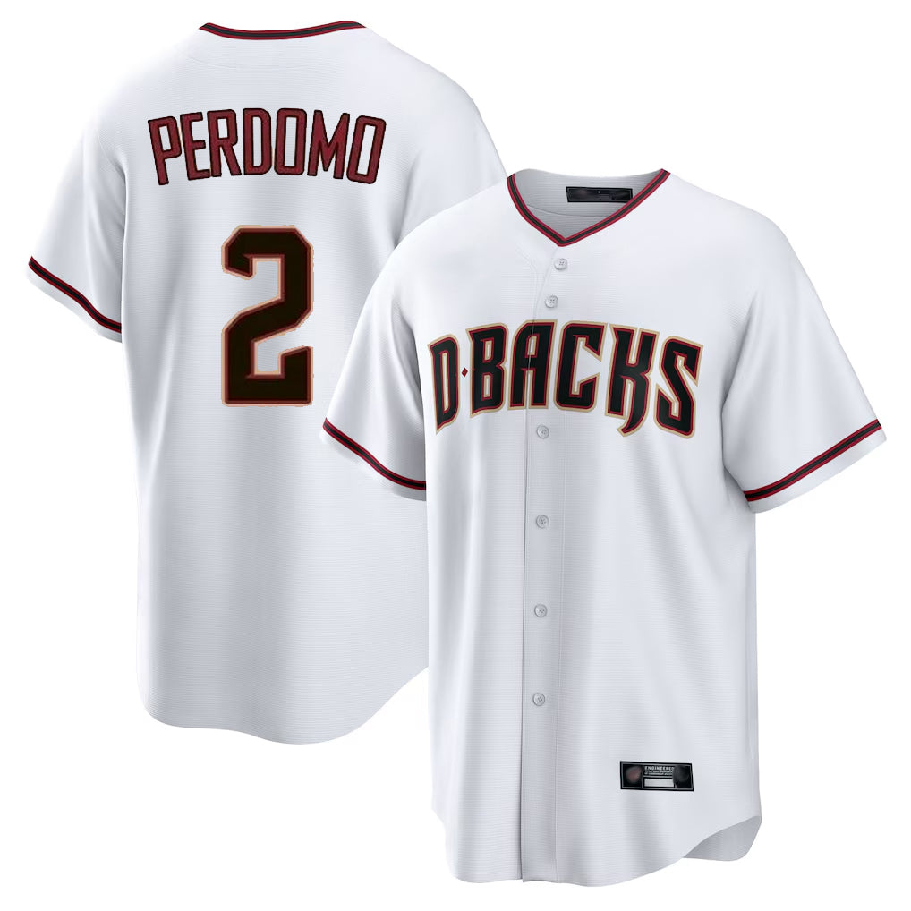 Arizona Diamondbacks #2 Geraldo Perdomo Player White HOLBERT Home Game Stitched Jerseys