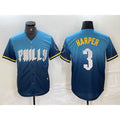 Philadelphia Phillies #3 Bryce Harper Blue HOLBERT 2024 City Connect Limited Stitched Jersey