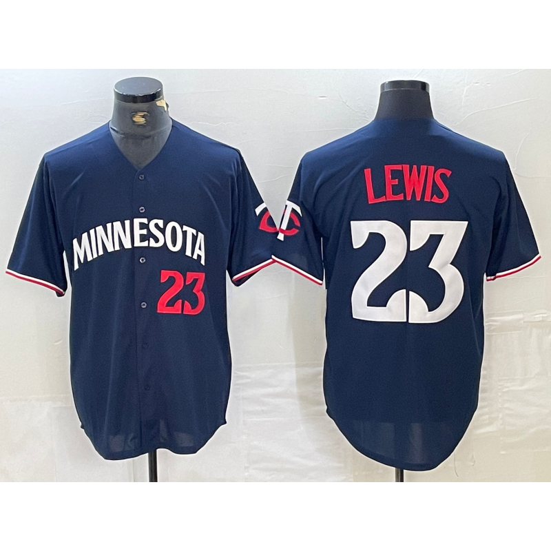 Minnesota Twins #23 Royce Lewis Number 2023 Navy Blue HOLBERT Cool Base Stitched Jersey 2