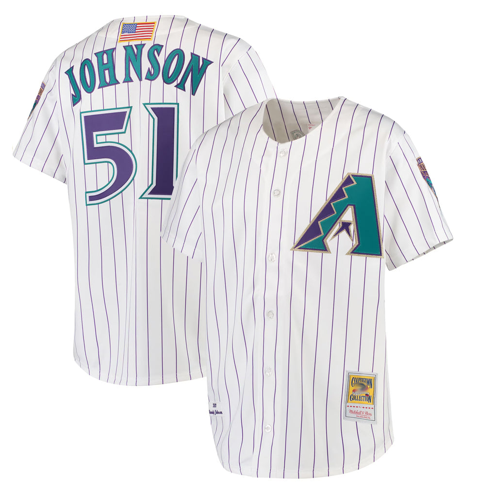 Arizona Diamondbacks #51 Randy Johnson Player White HOLBERT Mitchell & Ness Limited Home Stitched Jerseys
