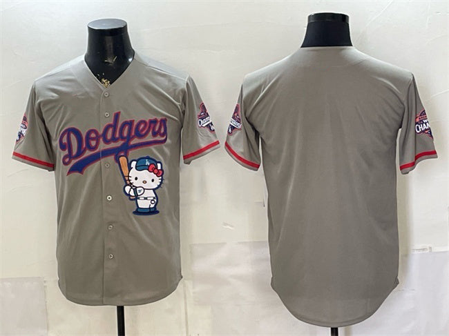Los Angeles Dodgers Blank Grey HOLBERT Hello Kitty Night 2025 World Series Champions Patch Stitched Jersey