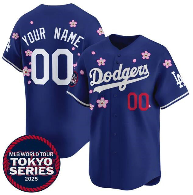 Custom Los Angeles Dodgers Active Player Royal HOLBERT 2025 Tokyo Series Limited Stitched Jersey