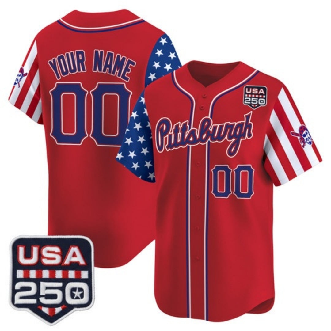 Custom Pittsburgh Pirates America 250 Edition Vapor Premier Limited Red HOLBERT Stitched Jerseys