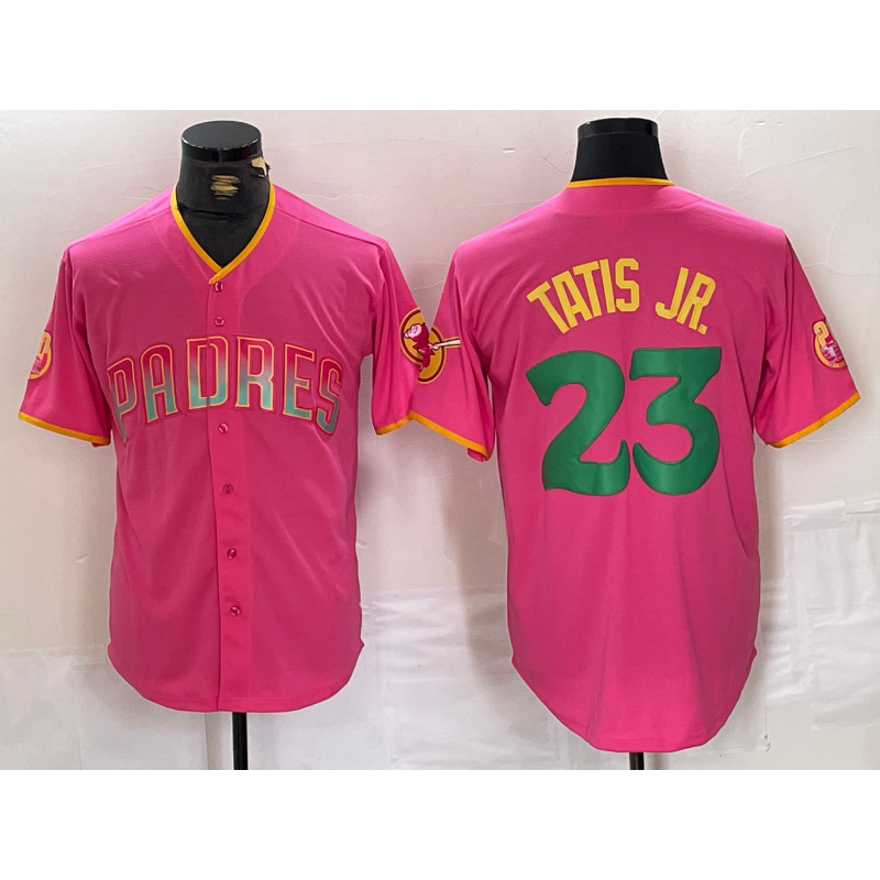 San Diego Padres #23 Fernando Tatis Jr. Pink HOLBERT Cool Base Stitched Jersey 2
